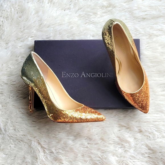 Ombre Gold Sequin Heels - Picture 1 of 7